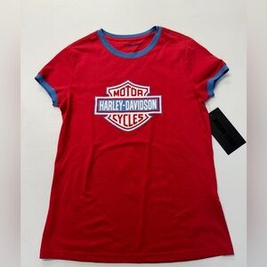 Harley Davidson Chili Pepper Ringer Women’s Tee Size Small